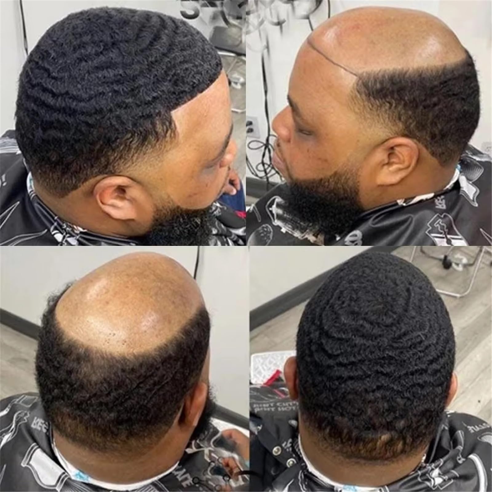 Uomini Tropper Protesi Sistema di Sostituzione dei Capelli Umani Veri Indiani unità Afro for arricciature da Uomo Nero(1B 6mm)