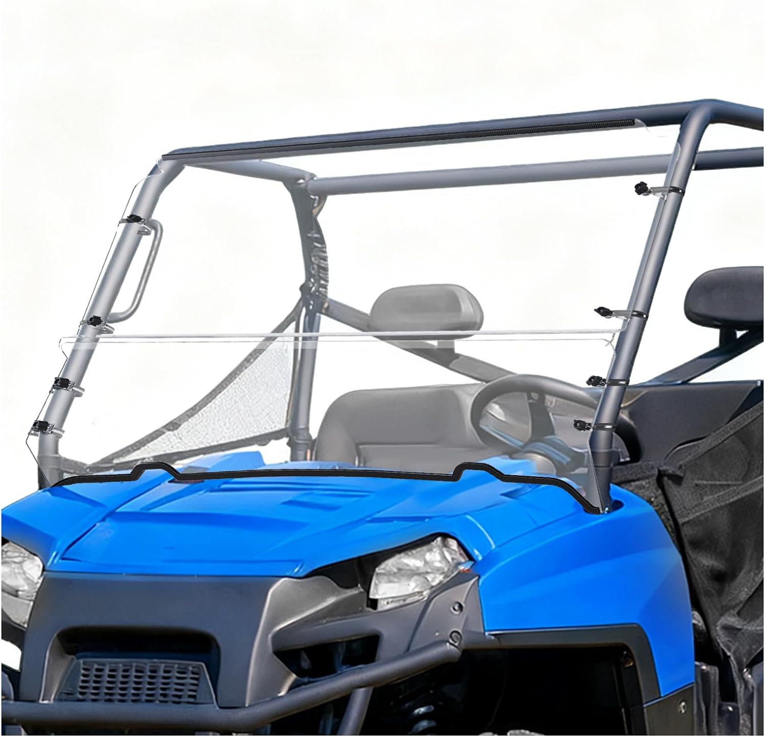 HECASA Front Full Size Windshield Compatible with Polaris Ranger 570 (2017-2023)/ XP 500 800(2009-2014)/XP 700 (2009) Round Cage Full Windscreen W/Rubber Seal Clear