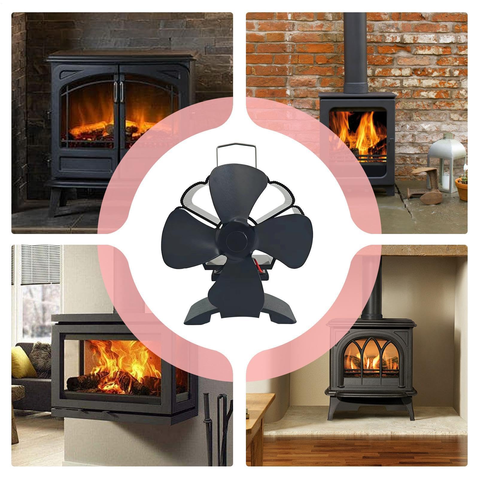 Wood Burner Fan, Fireplace Fan, Non Electric Igniter, Circulating Warm Air, Quiet Stove Blower, Suitable for Living Room and Bedrooms Use, 4.33x3.15x4.72 Inches