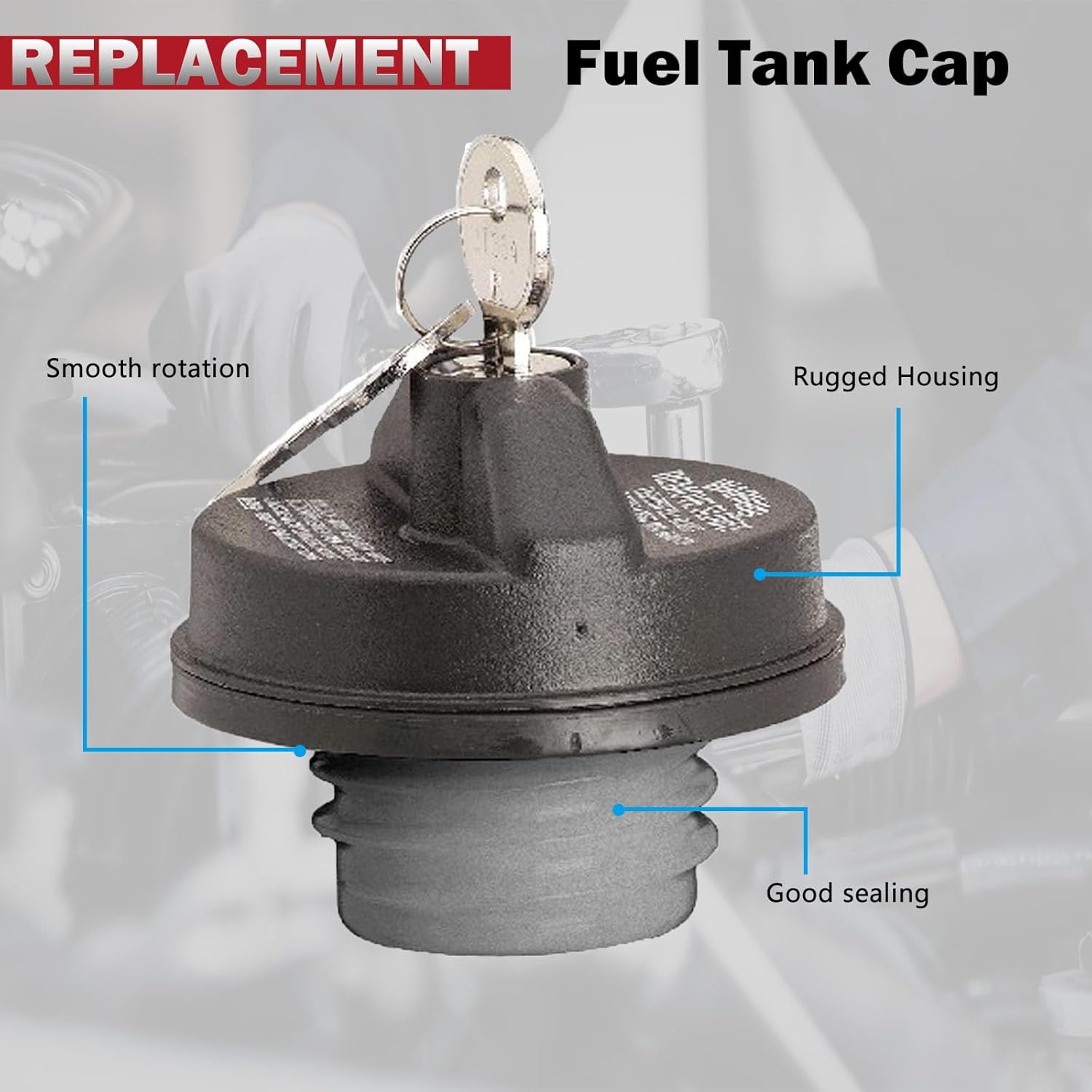 Fuel Tank Gas Cap Regular Locking with Keys Compatible with Audi for Toyota Tundra Tacoma for Gmc for Chevrolet Chevy for Honda Replaces 10504 77300-47020