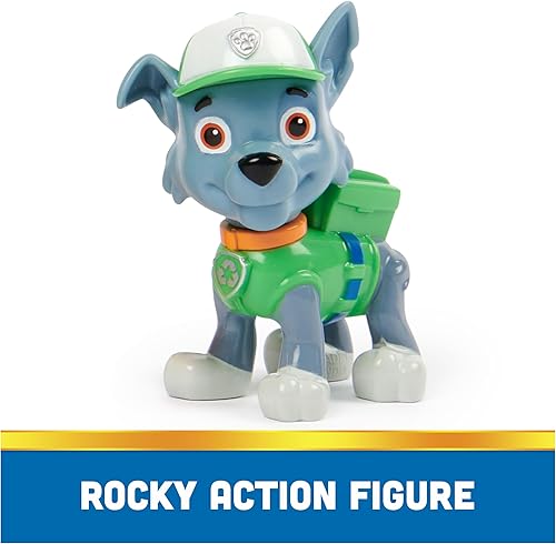 Miniatura 6 de Paw Patrol - Camión de reciclaje de Rocky, camión de juguete con figura de acción coleccionable, con enfoque sostenible, juguetes para niños y niñas
