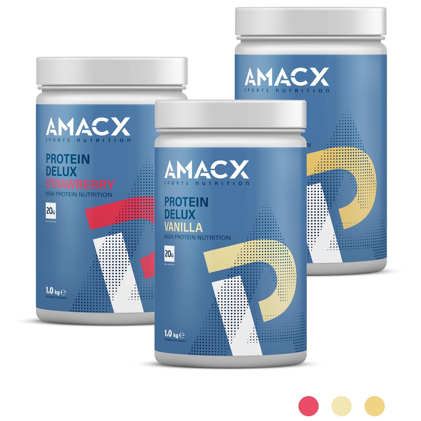AMACX Protein Delux – Proteine in Polvere 1kg – Whey Protein con proteine whey isolate – 20g Proteica per Porzione – Sviluppo Muscolare e la Rigenerazione – Vaniglia