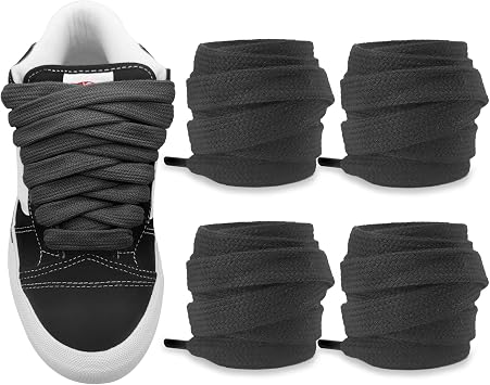2 Pairs Fat Shoelaces for Vans Knu Skool Classic Skate Shoes, 5/8"1.5cm Wide Cotton Big Thick Replacement Laces