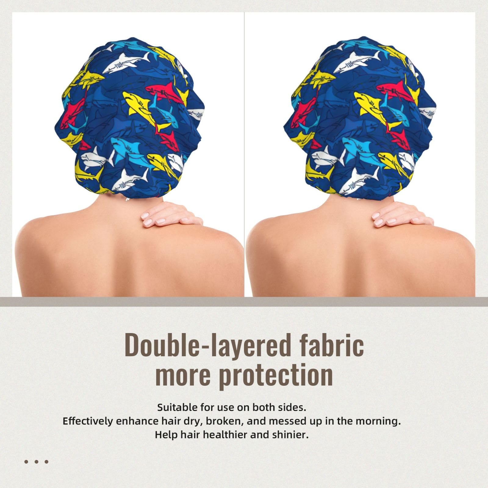 Double Layer Reversible Hair Wrap Satin Sleep Shark Cap Bonnet for Braid Curly Hair Satin Bonnet