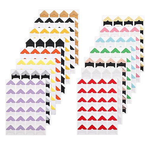 360 Pcs Photo Corners Self Adhesive Photo Mounting Corner Stickers Photo Mounting Corners Multicolored Picture Corners for Scrapbooks Album Journal Memory Book (Multicolor)