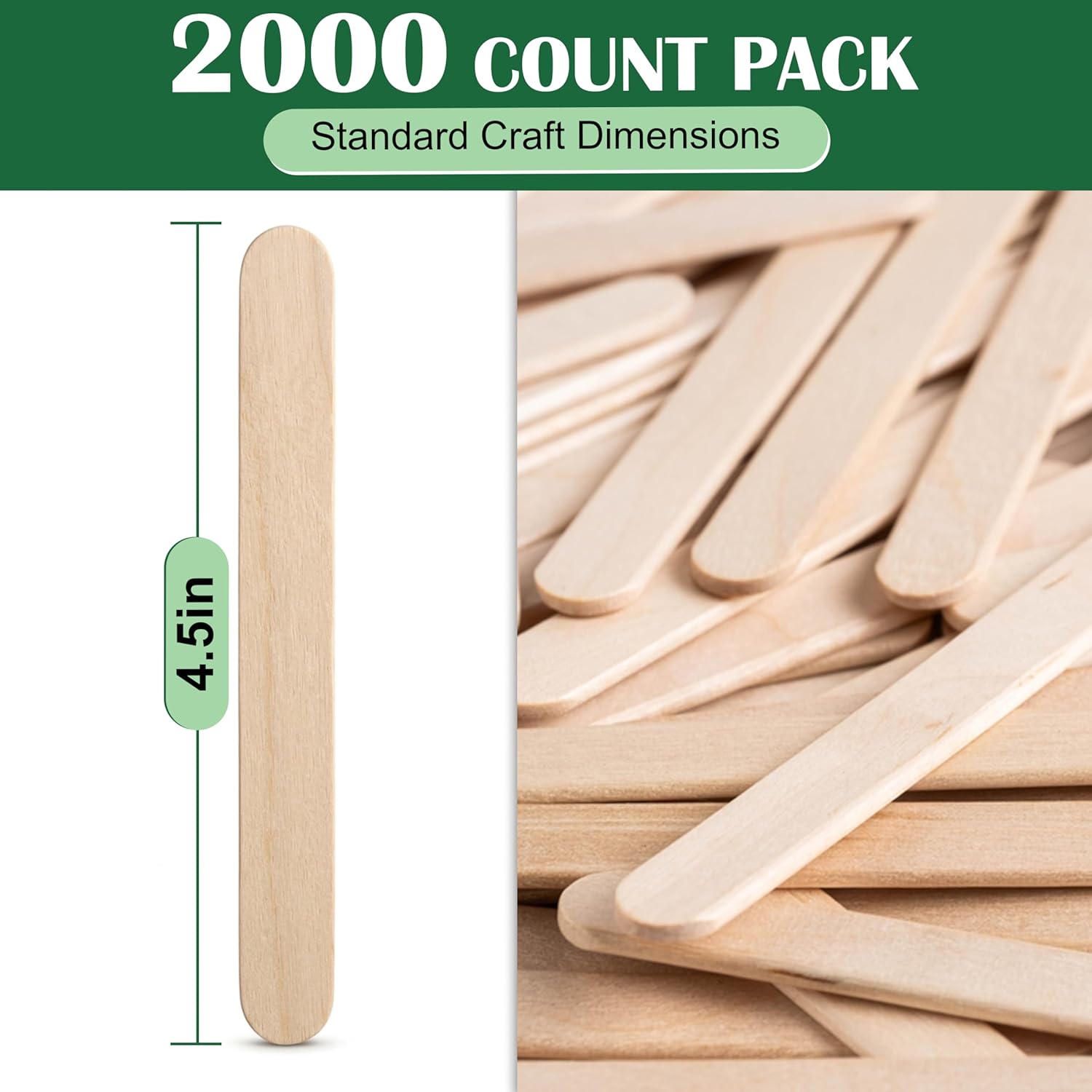 Perfect Stix 2000 Count Wooden Craft Sticks. Regular Size 4.5 inches