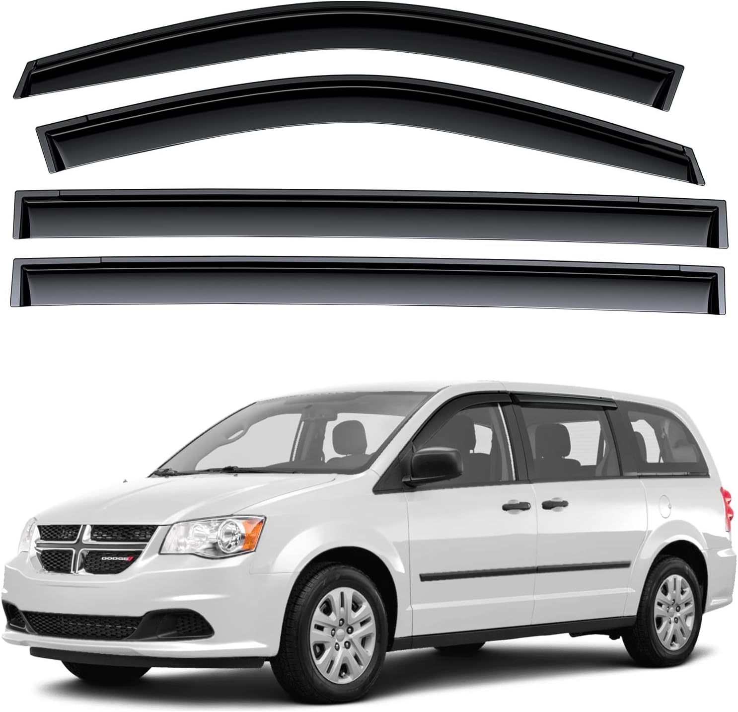GrandWheel Co Smoke Tinted TapeOn Side Window Vent Visor Deflectors Rain Guards