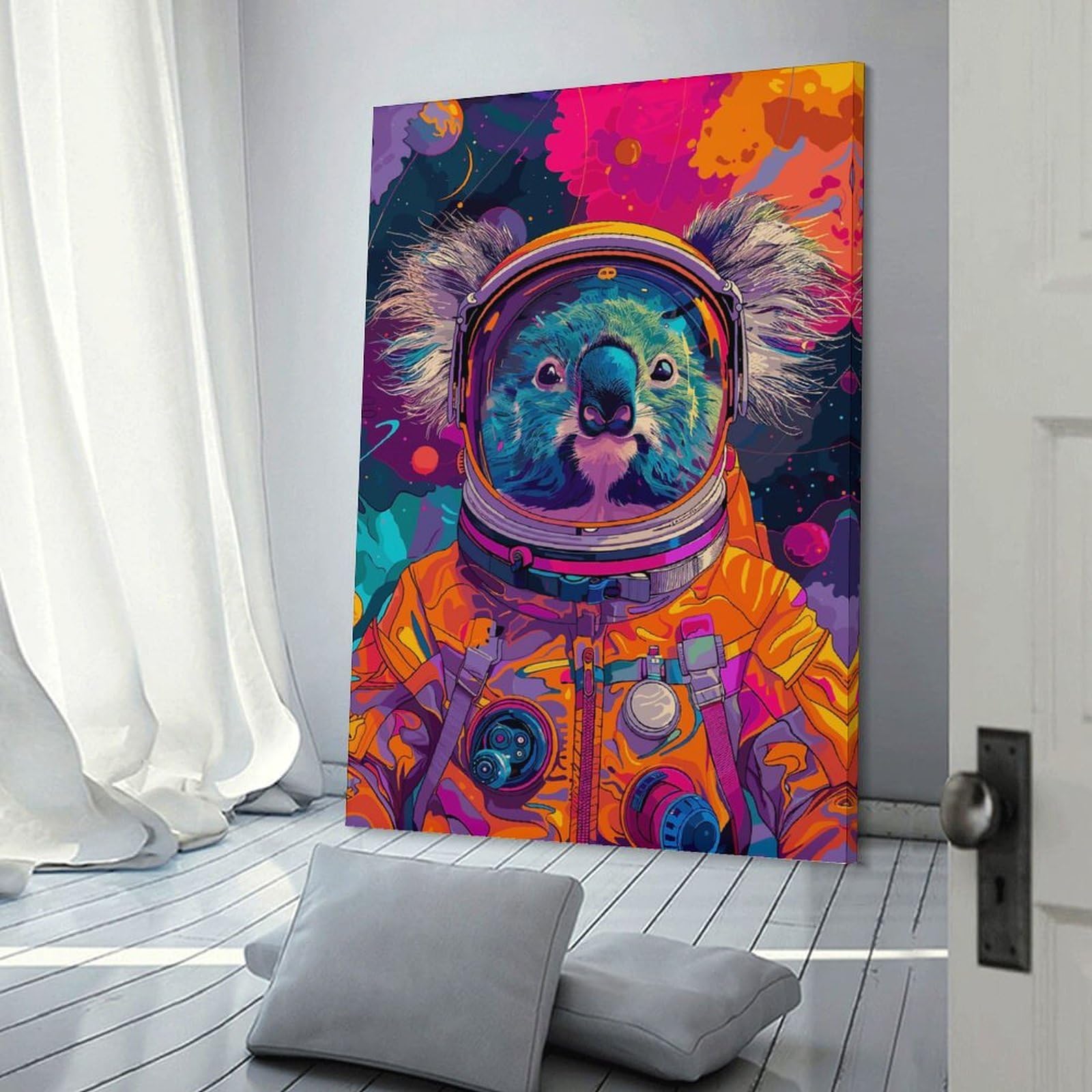 Junmoney Astronaut Space Koala Canvas Wall Decor, 24x36inch(60x90cm), for New Homes, Bedrooms Or Workspaces, Gift Idea for Housewarming And Birthdays