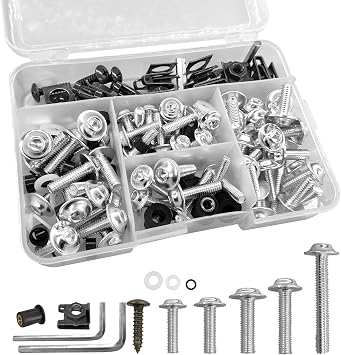 177Pcs Silver Fairing Bolt Kit M5 M6 Motorcycle Windscreen Screws Compatible Aluminum Fasteners for Motorcycle Fairing Screws Fairing Bolts Nut Clips Kit Fasteners Fixing Sportbike Bolts Fairing