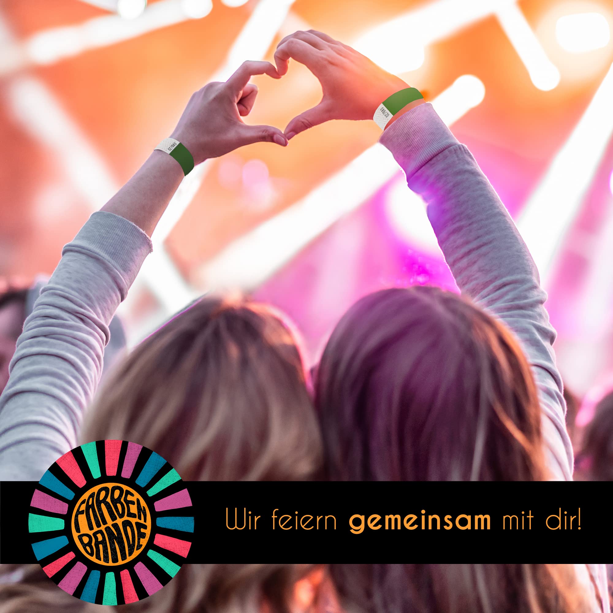 FARBEN BANDE® 1000 Einlassbänder Dunkelgrün/Eintrittsbänder 19mm aus Tyvek/Party Bändchen reißfest, wasserdicht und nummeriert/farbige Partybänder/Einlassbändchen für Party, Festival & Feste