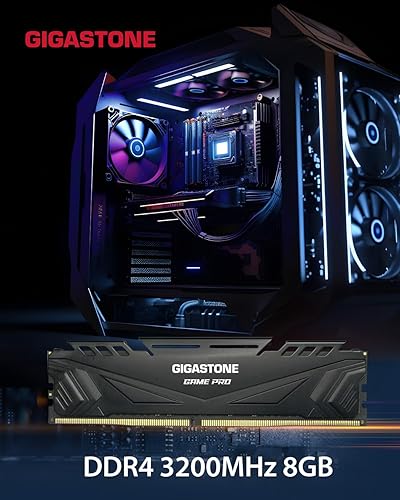 Vista 2 de RAM DDR4 GIGASTONE Black Game PRO Desktop RAM 16 GB (2 x 8 GB) DDR4 RAM 16 GB DDR4-3200MHz PC4-25600 CL16 1.35V 288 pines sin búfer no ECC UDIMM