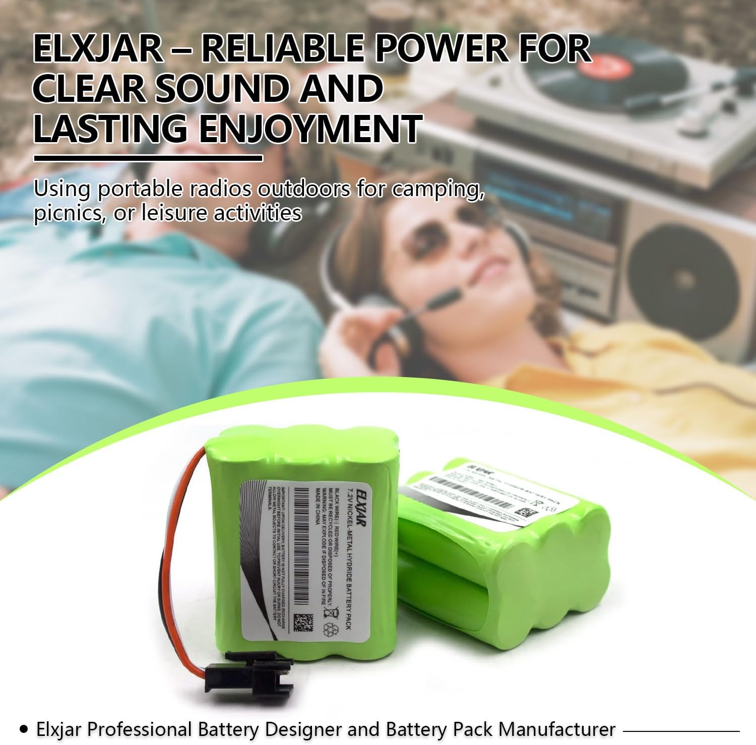 (2-Pack) 7.2V 2000mAh Ni-MH Battery Replacement for Tivoli PAL MA-4, BP-R1, BP-R2, BP-R3, BP-R5, PP-2, Compatible with Tivoli PAL BT, PAL+, TEAC Portable Radios