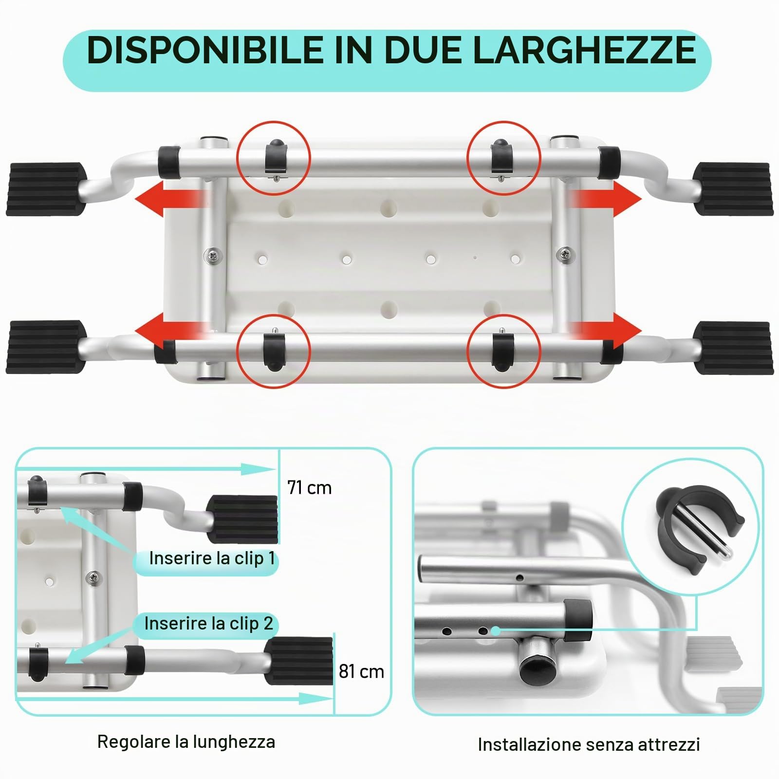 Sedile per vasca da bagno per anziani, testa antiscivolo, per doccia, vasca da bagno, piedini semicerchi in gomma con superficie antiscivolo, in alluminio, portata fino a 120 kg, colore nero