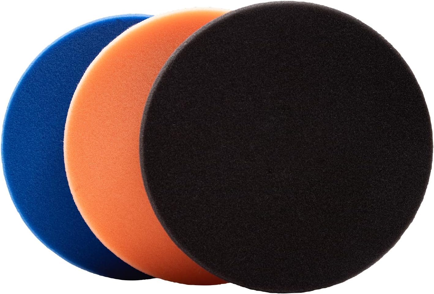 Manufacturing SDO Microfiber and Foam Buffing and Polishing Kit w/Tapered Edge - Blue Heavy Polishing Pad, Orange Polishing Pad and Black Finishing Pad for Compounding (3 Pack, 3.5")