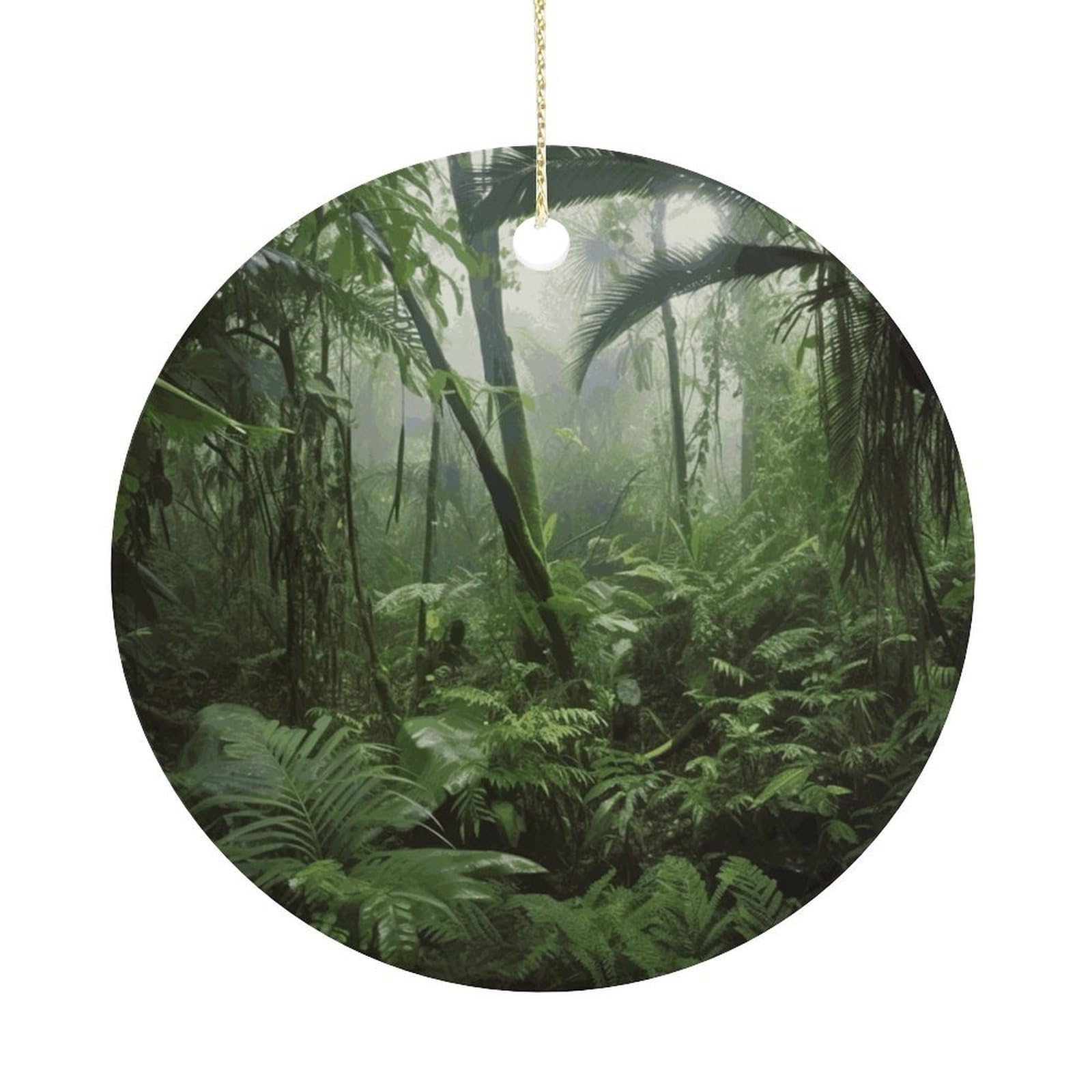 Tropical Rainforest Christmas Ornament,Round Ceramic Ornaments Personalized Christmas Tree Ornament for Holiday Porcelain Keepsake Gifts Ideas Home Decor