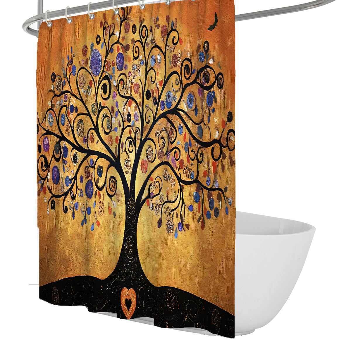 Tree of Life Shower Curtains 180x180 Waterproof Fabric Bath Curtain with Hooks Black Swirl Branches Aesthetic Art Style Shower Curtain Set