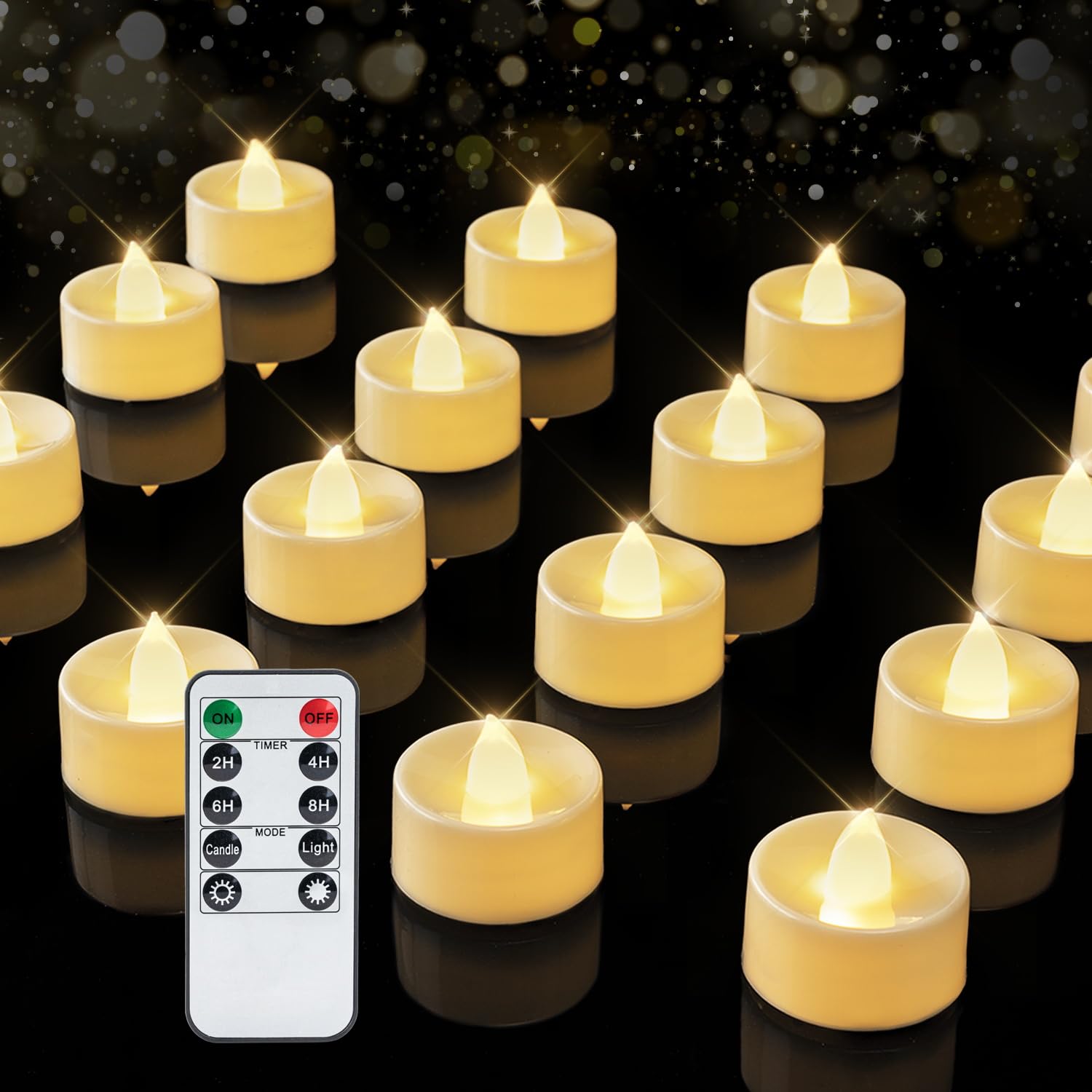 BEICHI 12Pcs Flameless LED Tea Lights with Remote &amp; Timer,Ivory Base,400Hrs