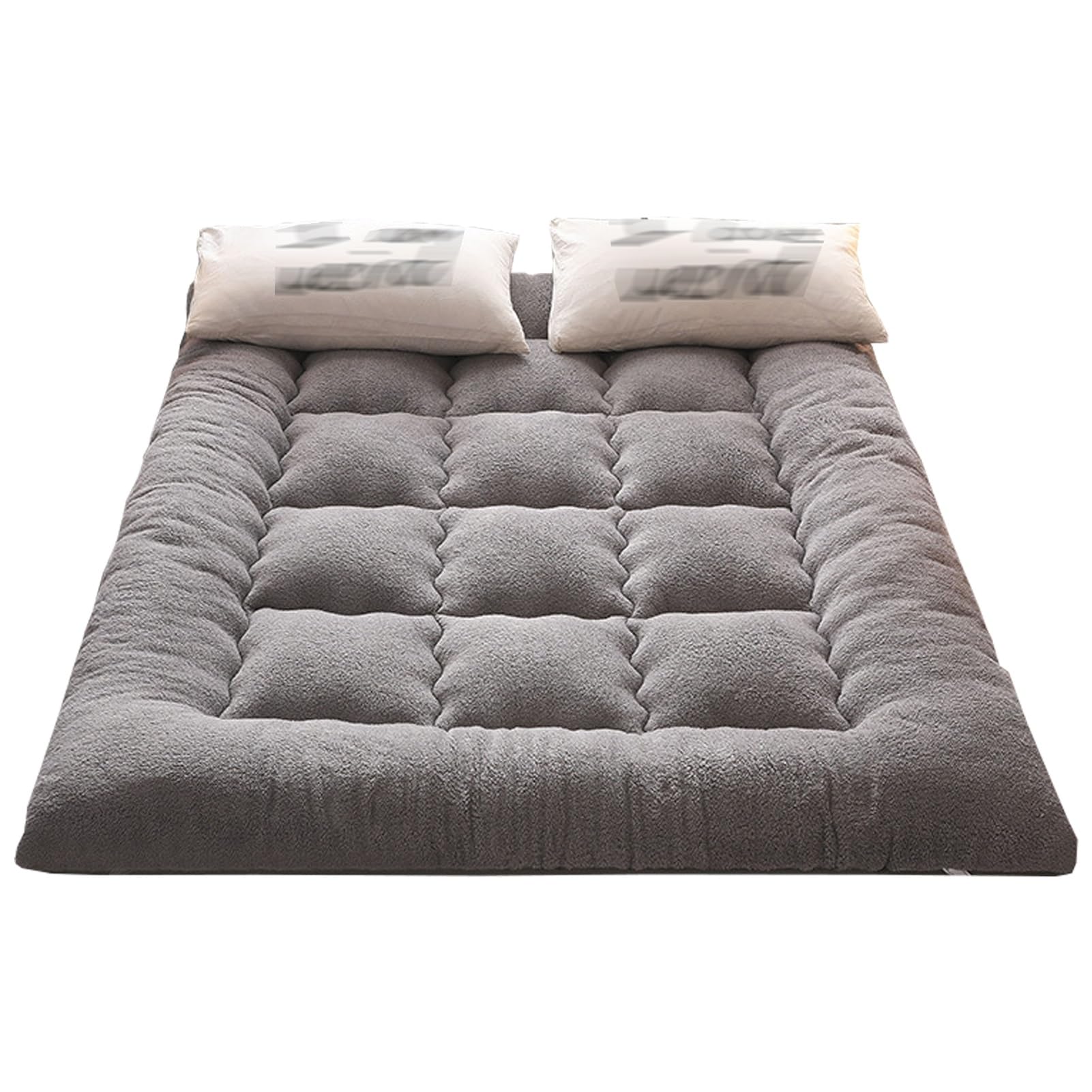 Meiiron Thickening Mattresses Futon Floor Mattress Soft Folding Portable Mattress Double Japanese Futons, Tatami Mat Roll Up Bed Camping Sleeping Pad for Guest Couch Dormitory(Gray,180x200cm)