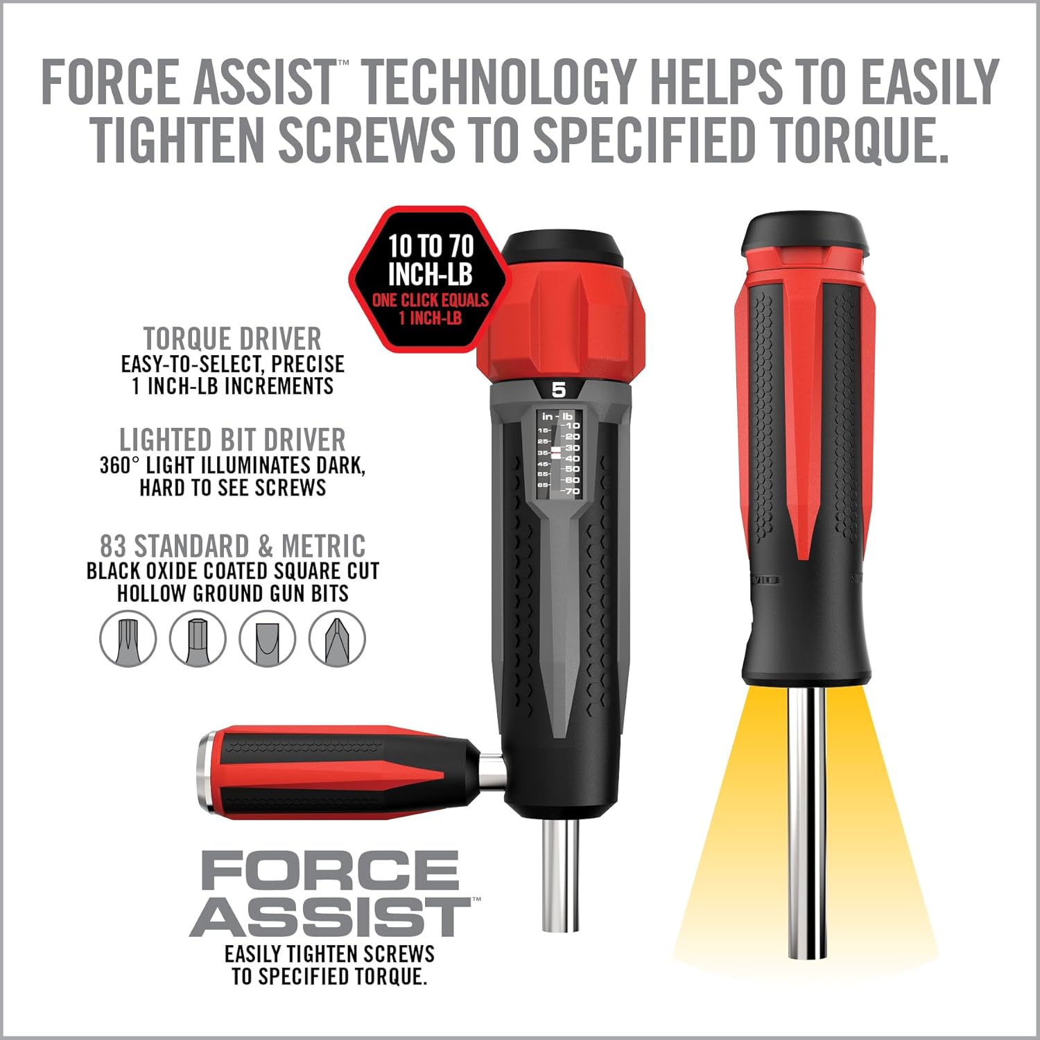 Real Avid Armorers Tool Kit – Precision Torque Wrench Set with 83 Bits, Magnetic Bit Driver, LED Screwdriver - Includes Hex Phillips Torx Drivers with Accurate Inch Pound Settings for Gun Maintenance