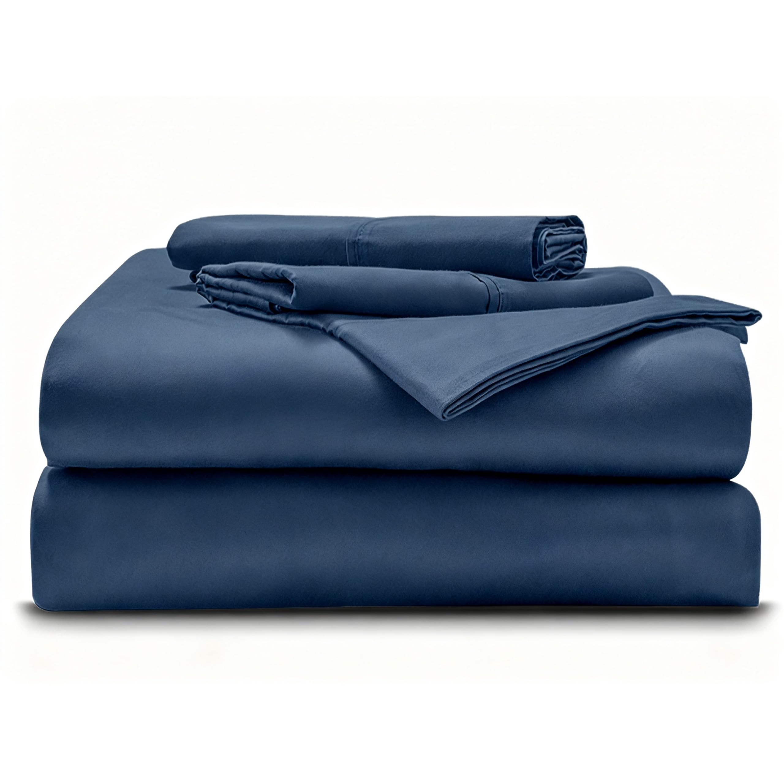 Eastern King - 76" x 80" Size Luxury 600 Thread-Count 100% Egyptian Long Staple Cotton Sheets Set Sheet Set Sateen Weave Soft &amp; Silky Feel 15" Deep-Pockets - Eastern King, Mediterranean Blue
