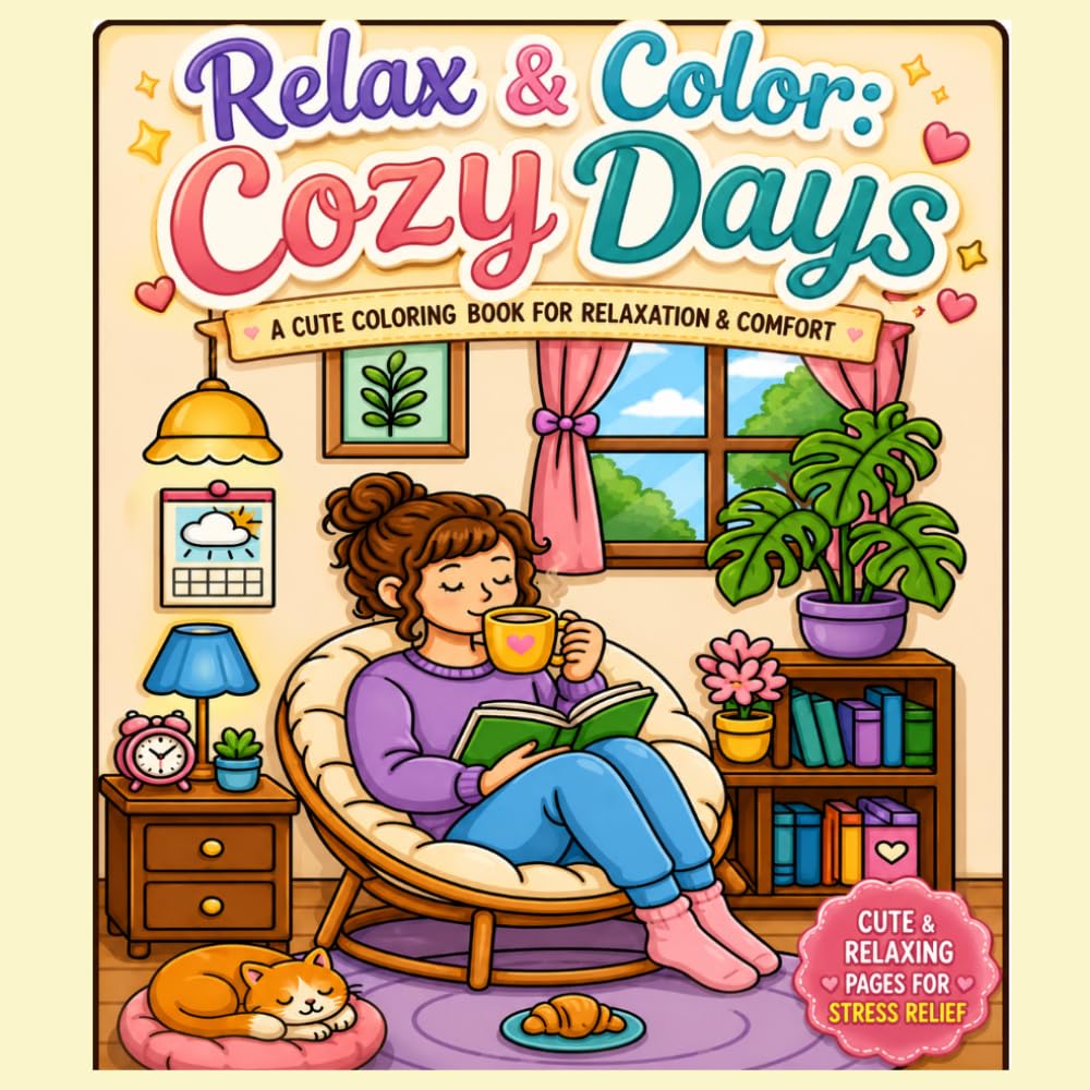 Relax and Color : Cozy Days: A Cute Coloring Book for Relaxation and Comfort