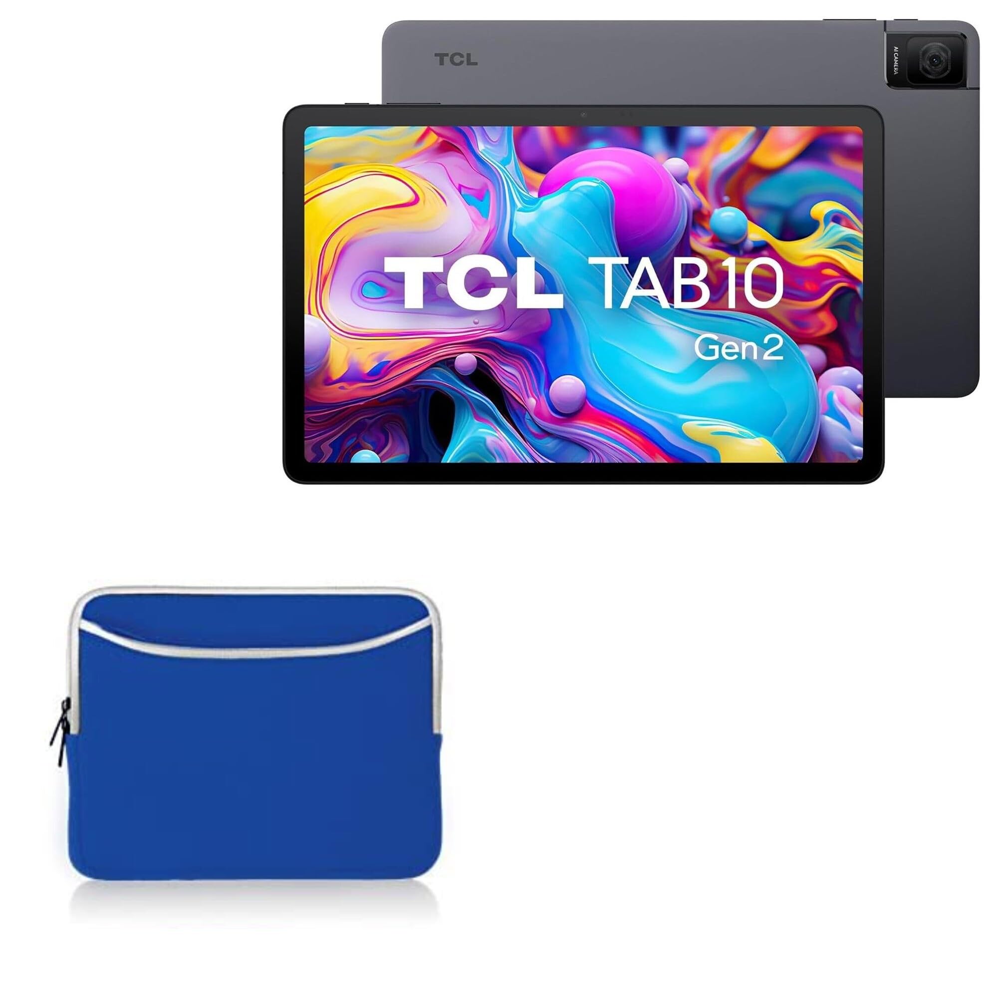 BoxWave Case Compatible with TCL Tab 10 Gen2 - SoftSuit with Pocket, Soft Pouch Neoprene Cover Sleeve Zipper Pocket - Super Blue