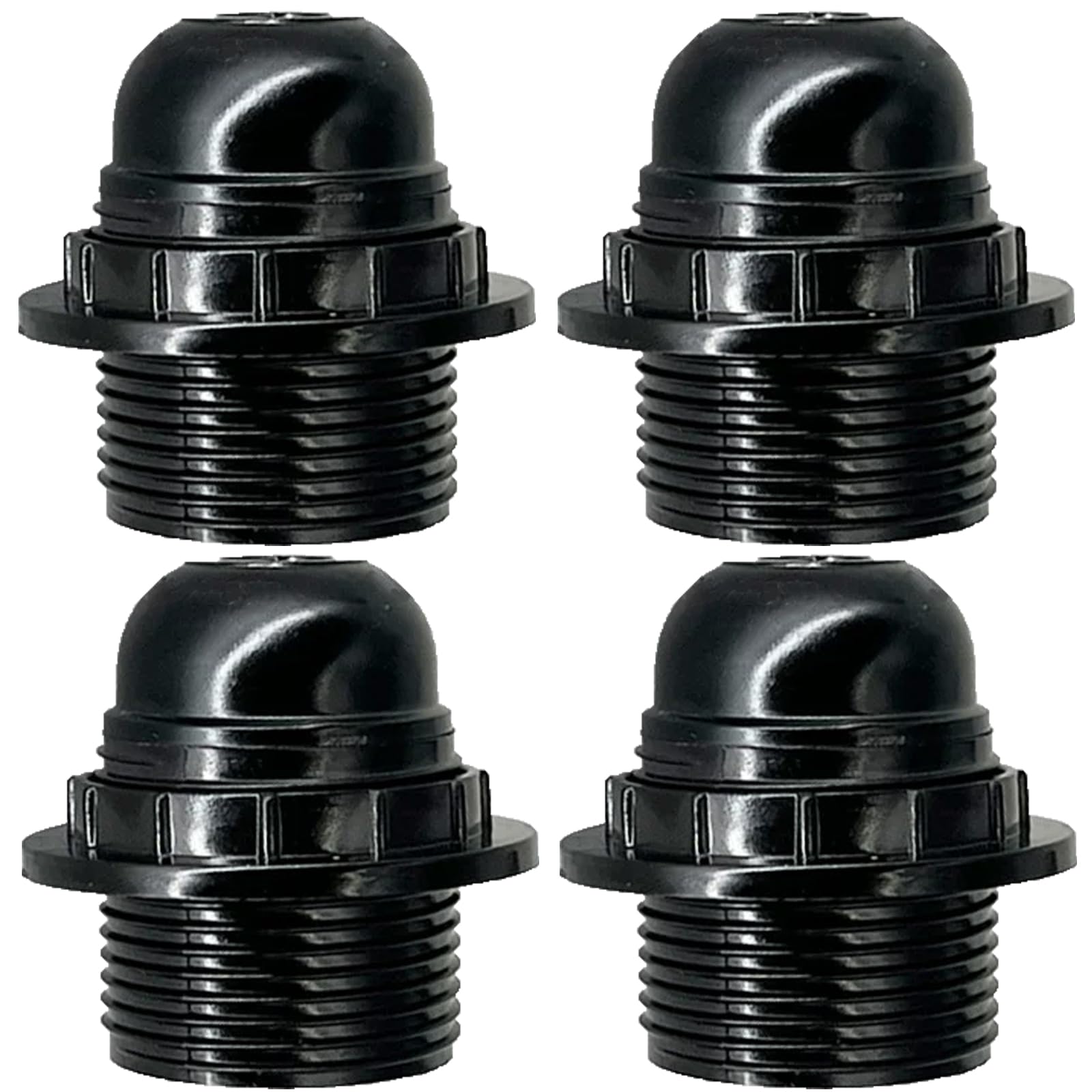 Xiciki 4 Pcs E27 Lamp Holder - E27 Light Bulb Holder, Lamp Screw Fitting, Light Fitting Socket, Plastic Black