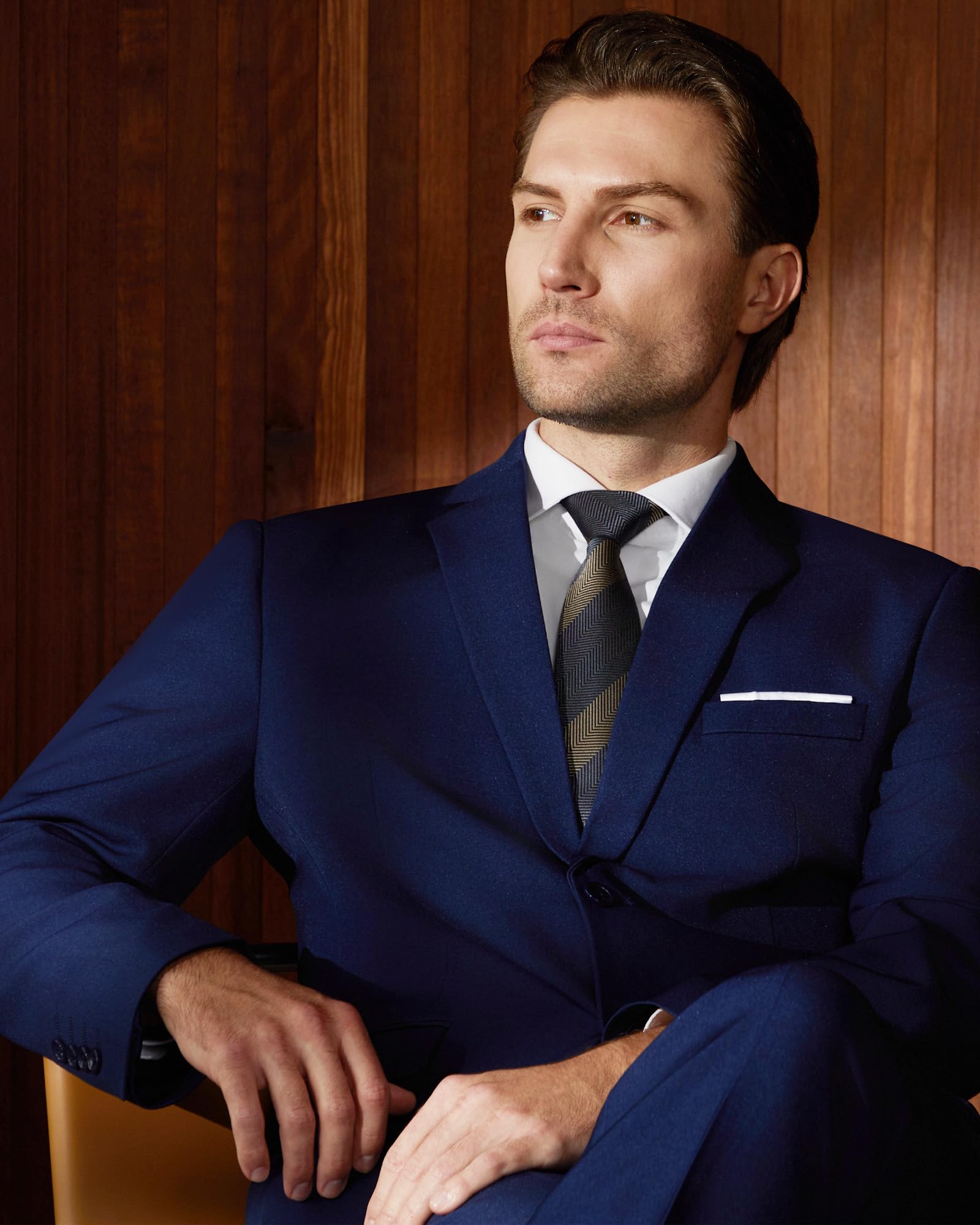 Traje Hombre 2 Piezas Slim Fit Traje Hombre Elegante 2 Botones Chaqueta Pantalón Traje Formal Business Oficina Boda Evento Fiesta Trabajo Clásico Moderno Smoking