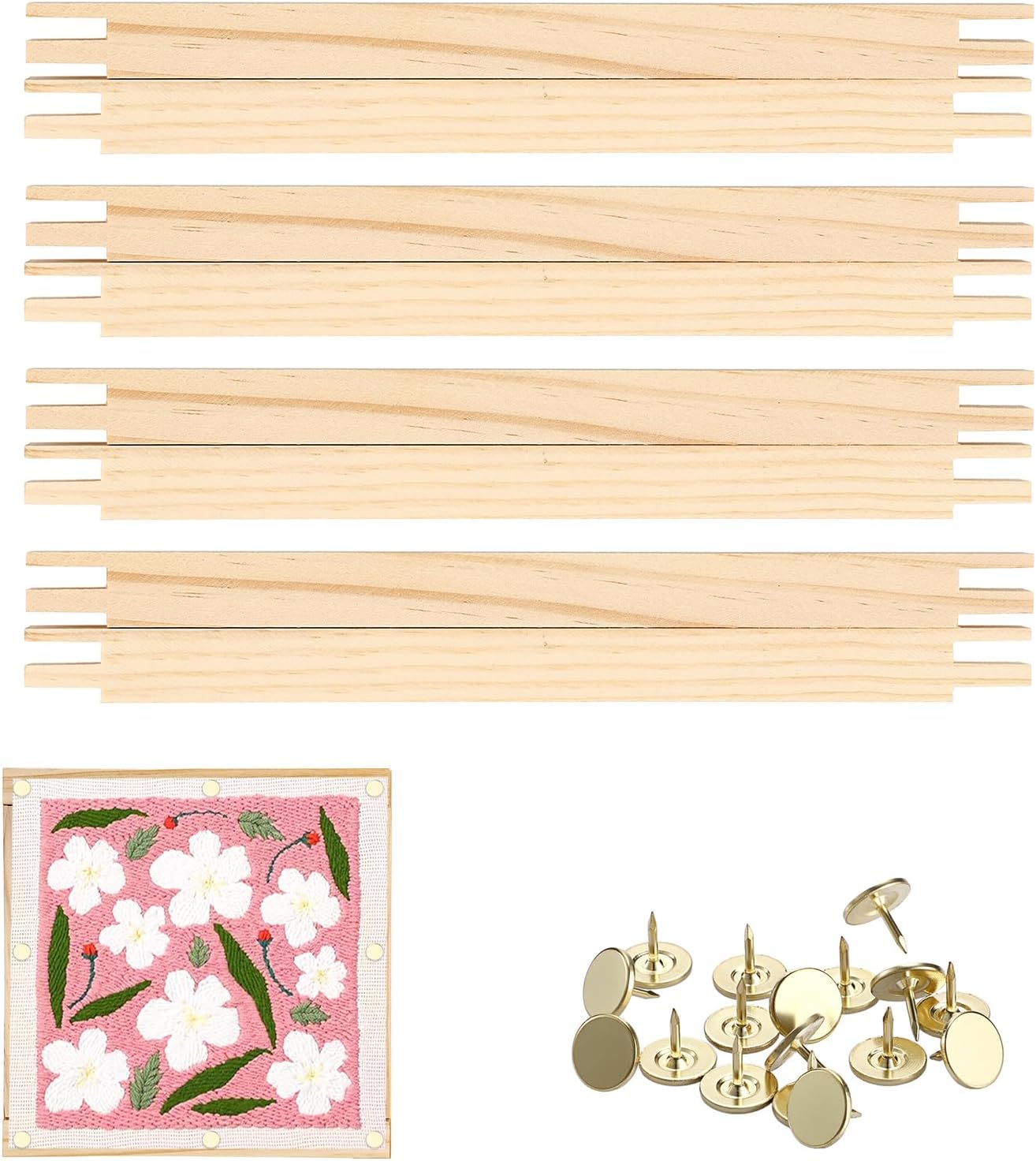 OwnMy 4PCS Wood Canvas Tools Stretcher Bars, 6 Inch Canvas Paintings Bar Accessories for DIY Arts Crafts, Wooden Needlepoint Stretcher Bars with Tacks