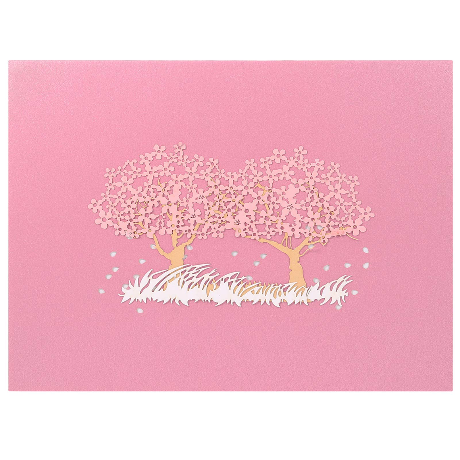 Geburtstagskarte Geschenke Karten, 3D Pop-Up Cards Flowers Pink Trees Pink A & B 15x20 cm Folded Birthday Valentine’s Day Greeting Card(Pink A)