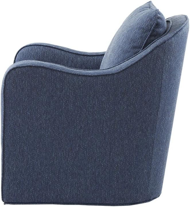 Madison Park Brianne Upholstered Swivel Curved Armchair 360 Degree Accent Chair with Metal Base Stand, Accent Chair Modern Classic Style Family Room Sofa Furniture, 29.5" Wide, Navy