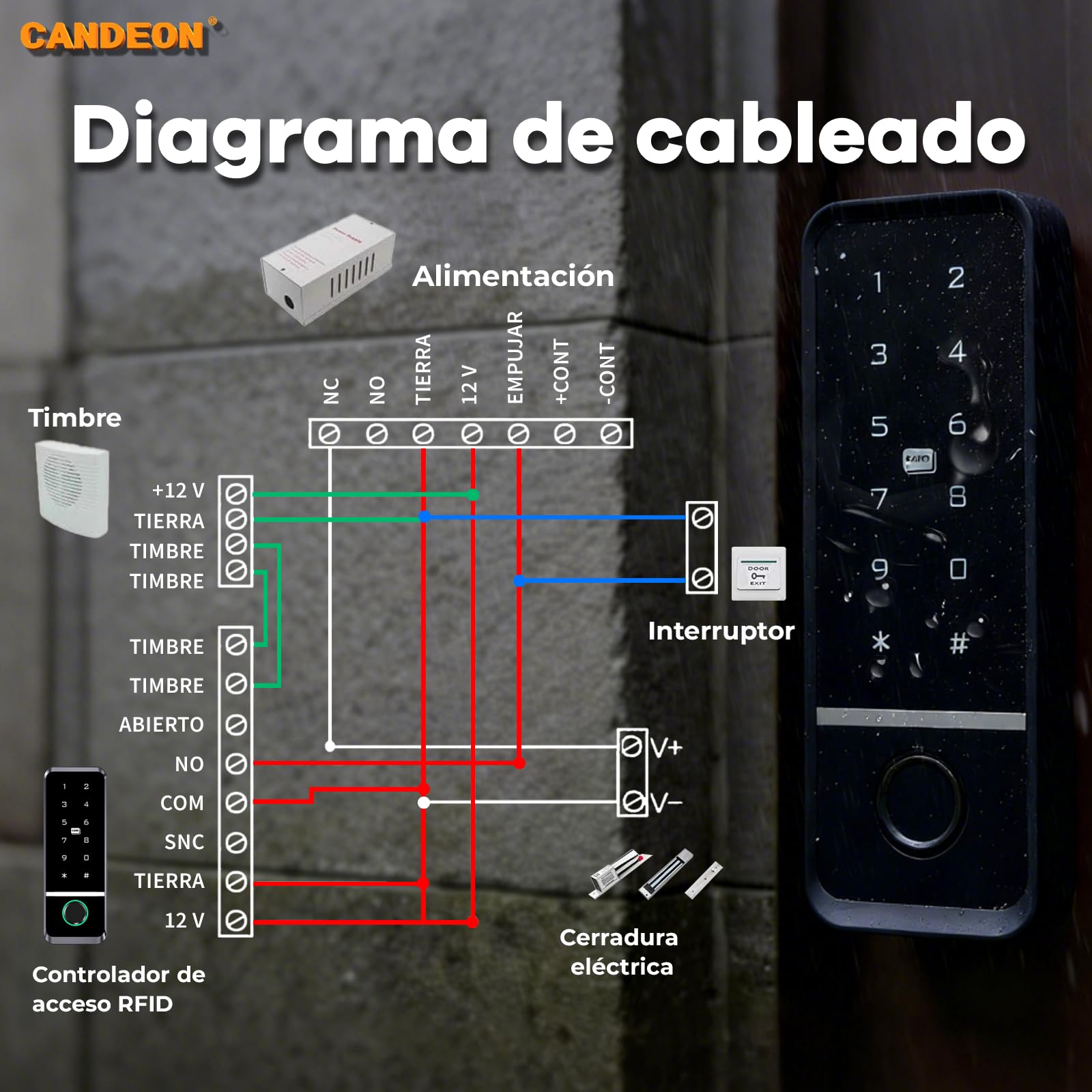 Teclado De Control De Acceso WiFi, Sistema De Control De Acceso A Puerta Aplicación De Teléfono Móvil Control Remoto Bloqueo De Teclado De Puerta Teclado con Contraseña De Huella Digital para Entrada