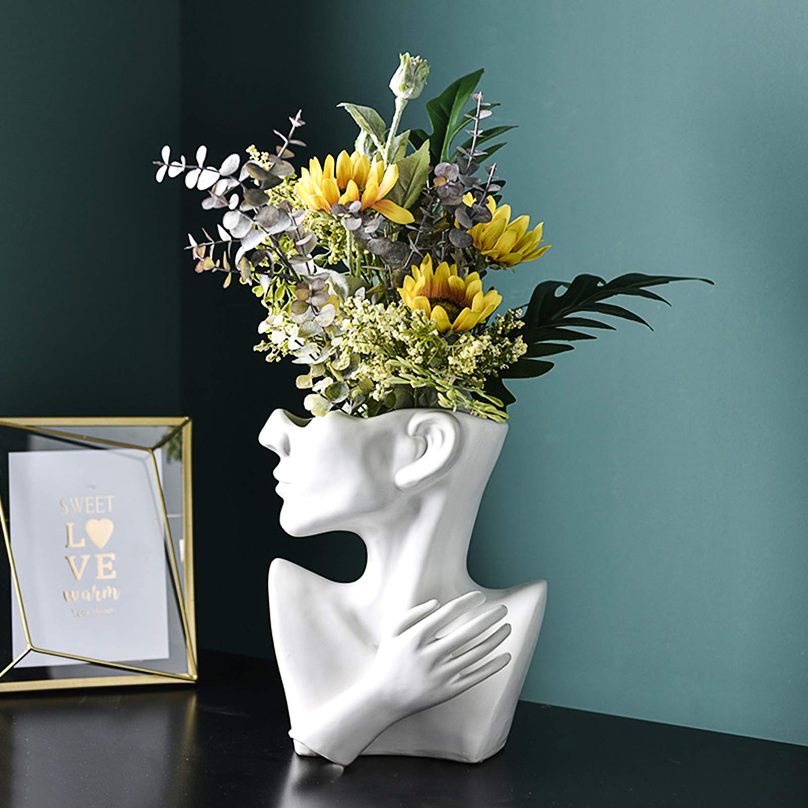 Amazon.co.jp: Ibnotuiy 顔 花 花瓶 ホワイト 造花 花瓶 胸 頭