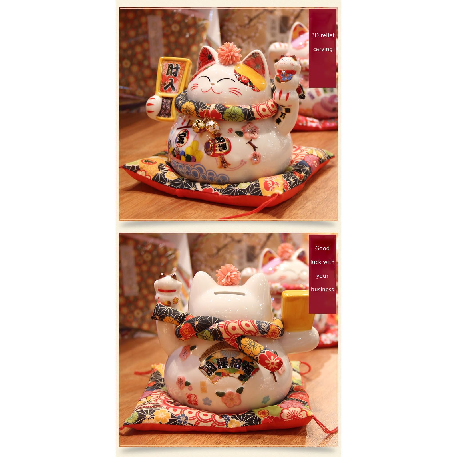 Ceramiczny szczęśliwy kot, ozdoba kota Maneki Neko, ozdobna ozdoba, przynoszący szczęście, ozdoba na prezenty noworoczne, rzeźba kolekcjonerska, ozdoby samochodowe do domu