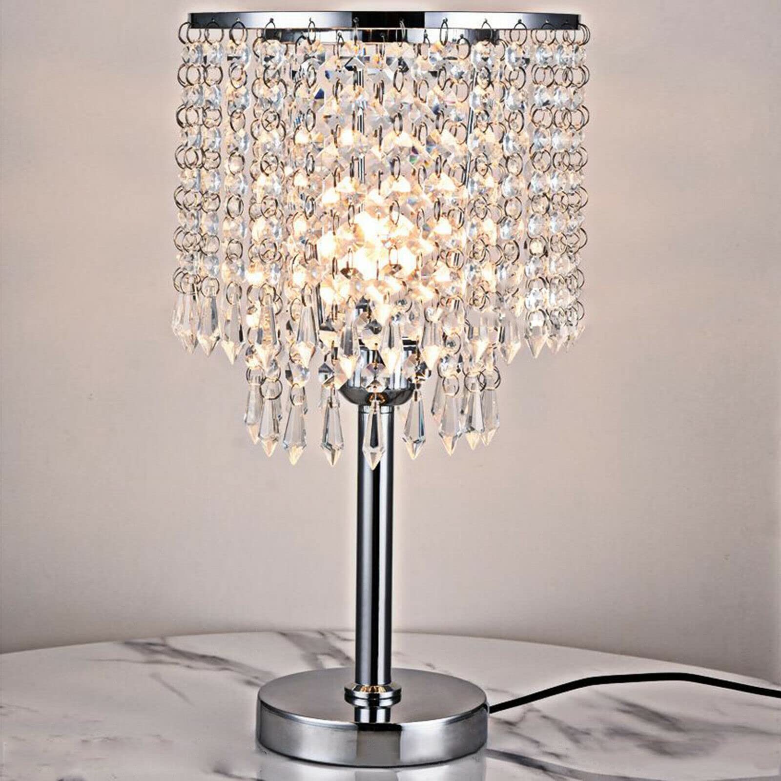 Lámpara de mesa de cristal, lámpara de mesa moderna, lámpara táctil elegante, lámpara de mesita de noche, lámpara de escritorio E27 para salón, dormitorio, comedor