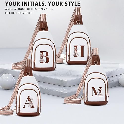 Miniatura 5 de Bolso cruzado personalizado para mujer, bolsos de cuero con letra inicial, bolsa de pecho para viajes, regalo para esposa y mamá