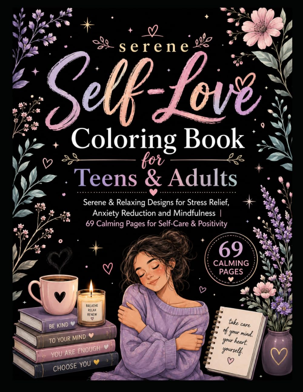 Serene self love: Self-Lovee Coloring Book for Teens & Adults Serene & Relaxing Designs for Stress Relief, Anxiety Reduction and Mindfulness | 69 ... stress and anixety relief colouring book)