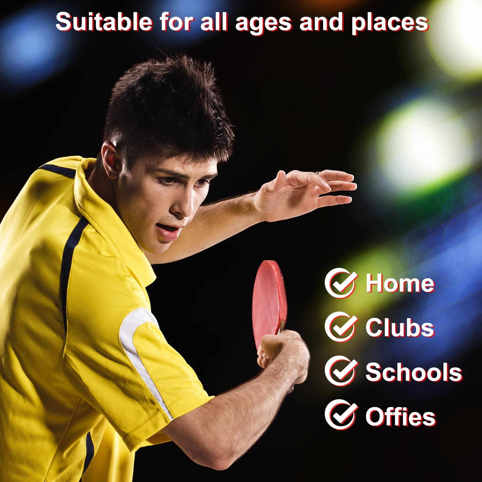 Set de Tennis de Table,2 Raquettes de Tennis de Table,6 Balles,Filet Rétractable et Sac de Transport,Ping Pong Kit pour Débutants et Joueurs Confirmés,Idéal pour Jeux Intérieurs et Extérieurs