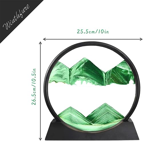 Miniatura 80 de Winthfure Arte de arena en movimiento, regalo de Navidad – Paisaje de arena de mar profundo 3D en marco de arena redonda de vidrio, juguetes de arte