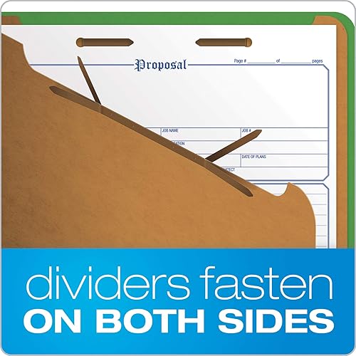 Miniatura 4 de Pendaflex Carpetas de clasificación, estándar, 2 divisores, sujetadores integrados, pestaña de corte 25, verde oscuro, legal, 10BX (29033)