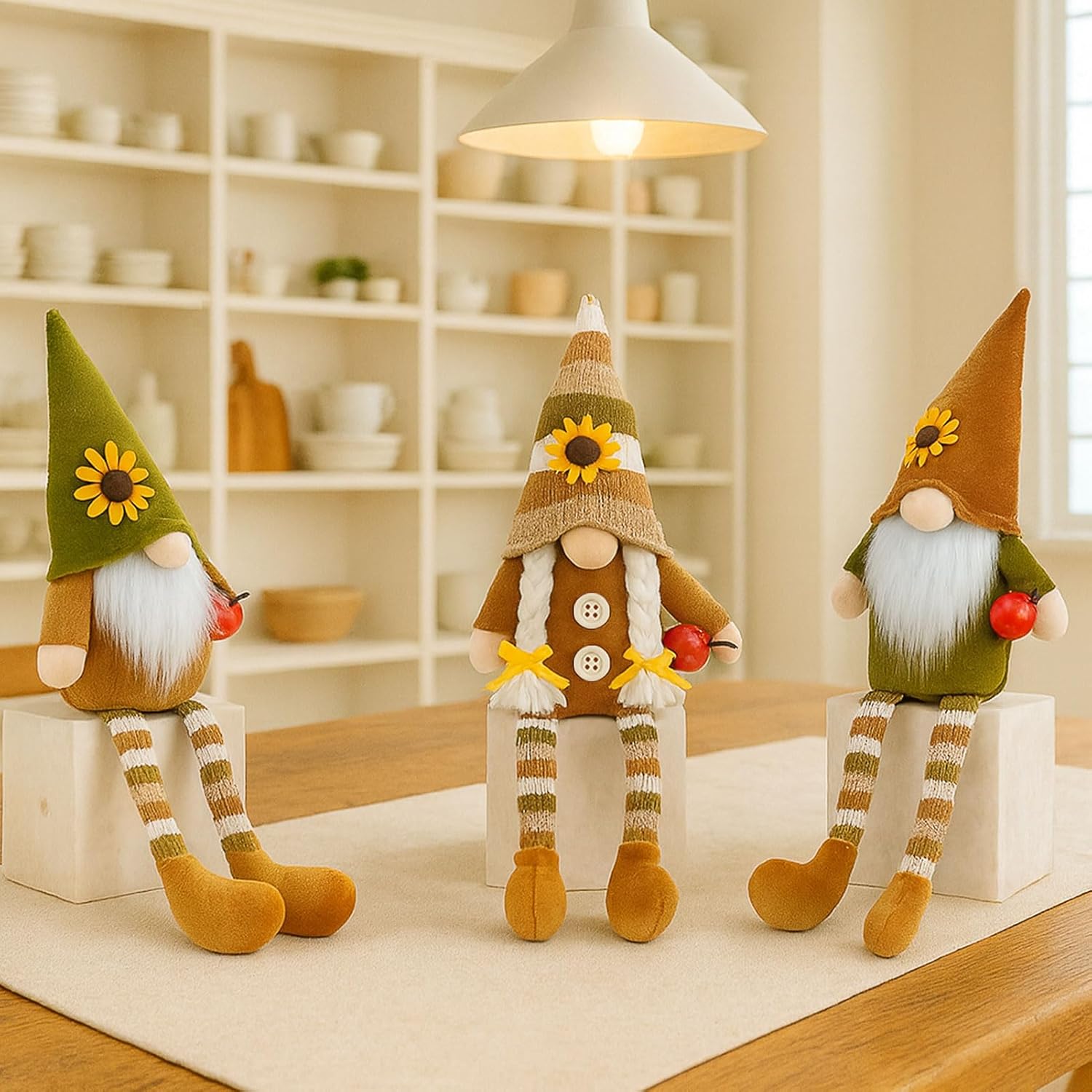 Christmas Decorations Fall Decor 3PCS Fall Pumpkin Gnomes Plush for Christmas Day Gift, Fall Decorations for Home, Fall Leaves and Dangle Legs Gnomes for Fall Table Ornaments