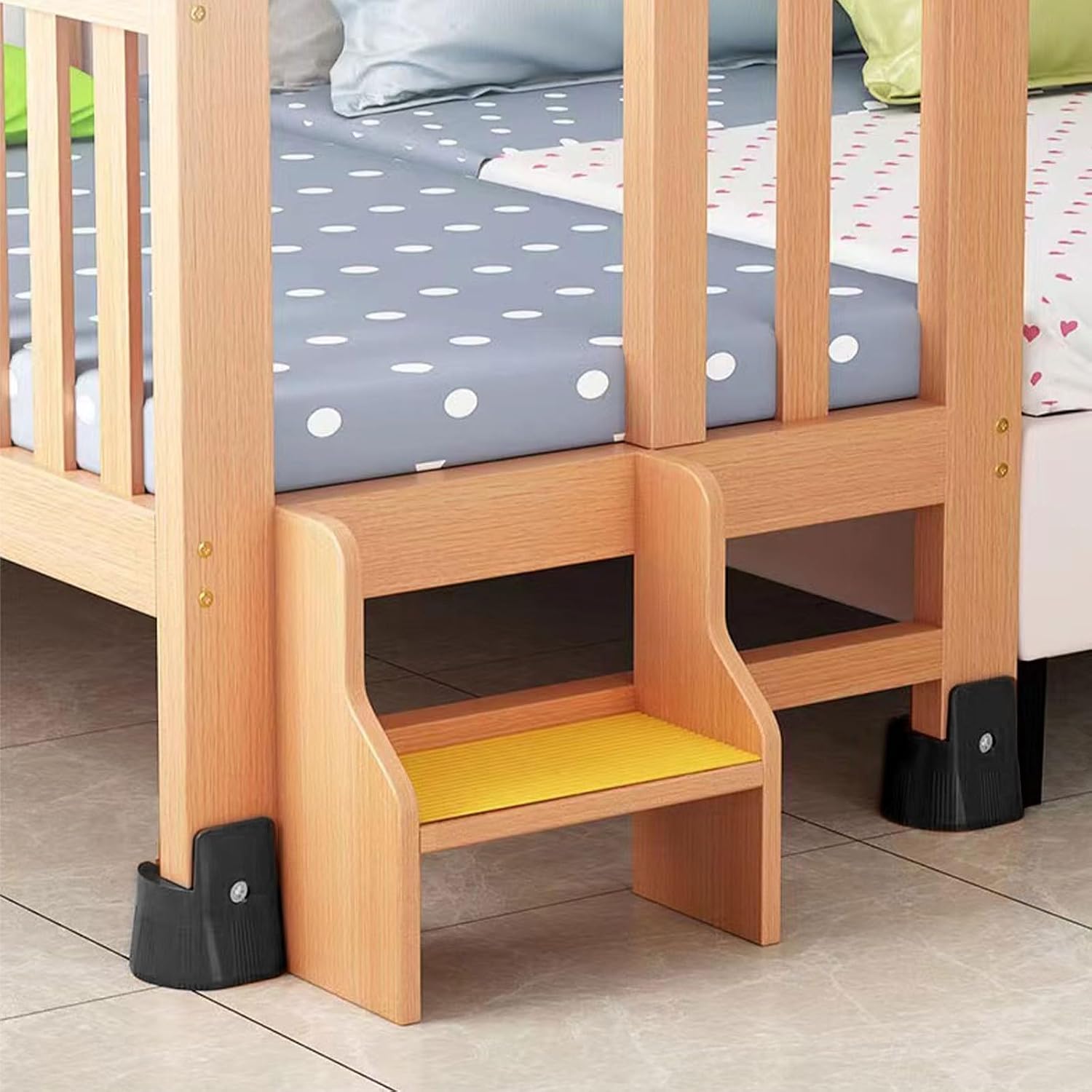 CALLARON 2pcs Adjustable Furniture Height Extenders for Chairs and Tables, Black Plastic Bed Frame Risers with Sturdy Construction and 6-8cm Adjustable Height, for Office and Home Use