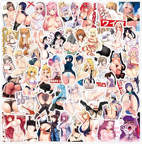 50 calcomanías para laptop de anime Se-xy Girl para adultos, calcomanías impermeables para botella de agua, laptop, patineta, motocicleta,