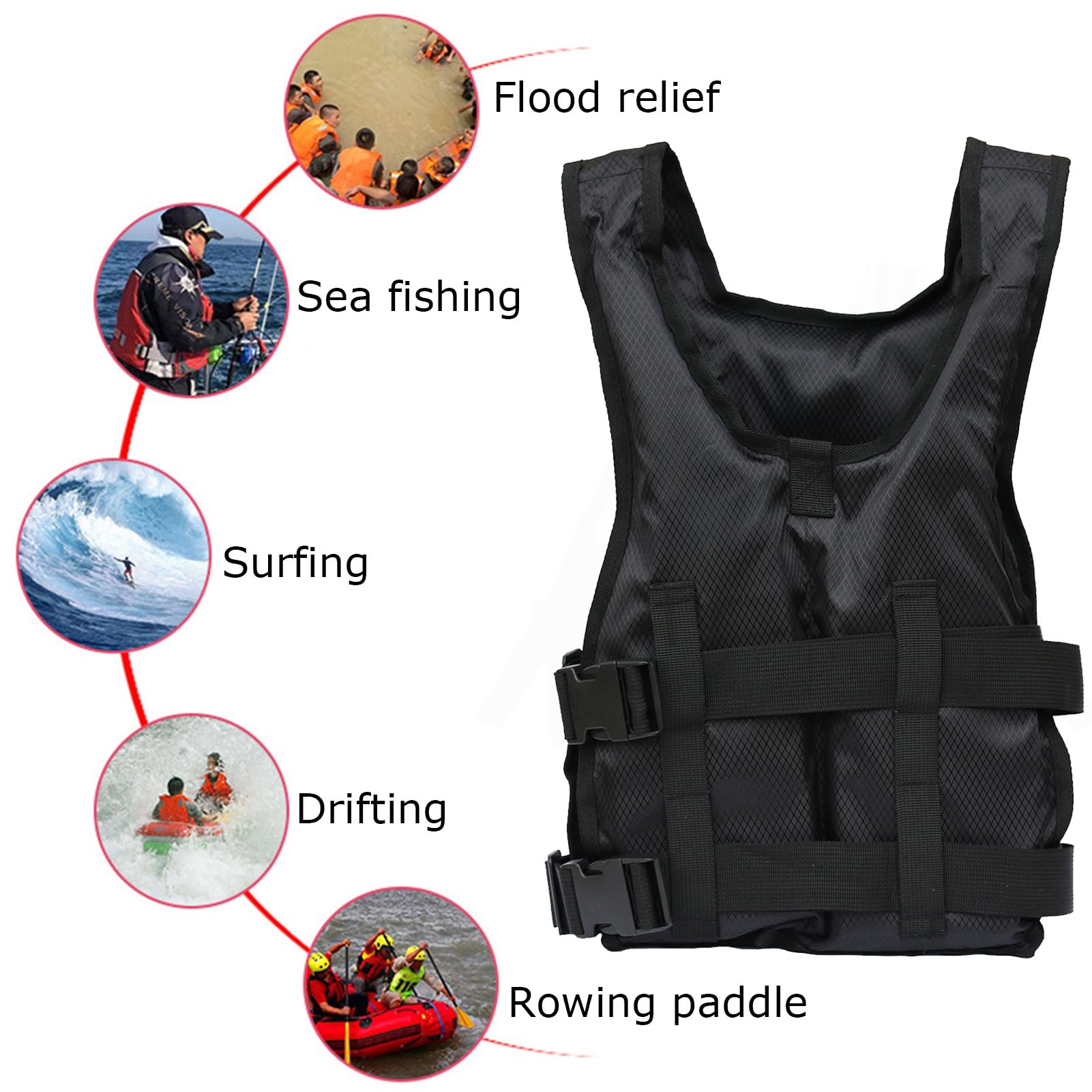 Chaleco De Flotación para Adultos, Chaleco Salvavidas De Flotabilidad De Ayuda para Deportes Acuáticos, Chaleco Ligero Ajustable De Rafting Kayak Paddleboard