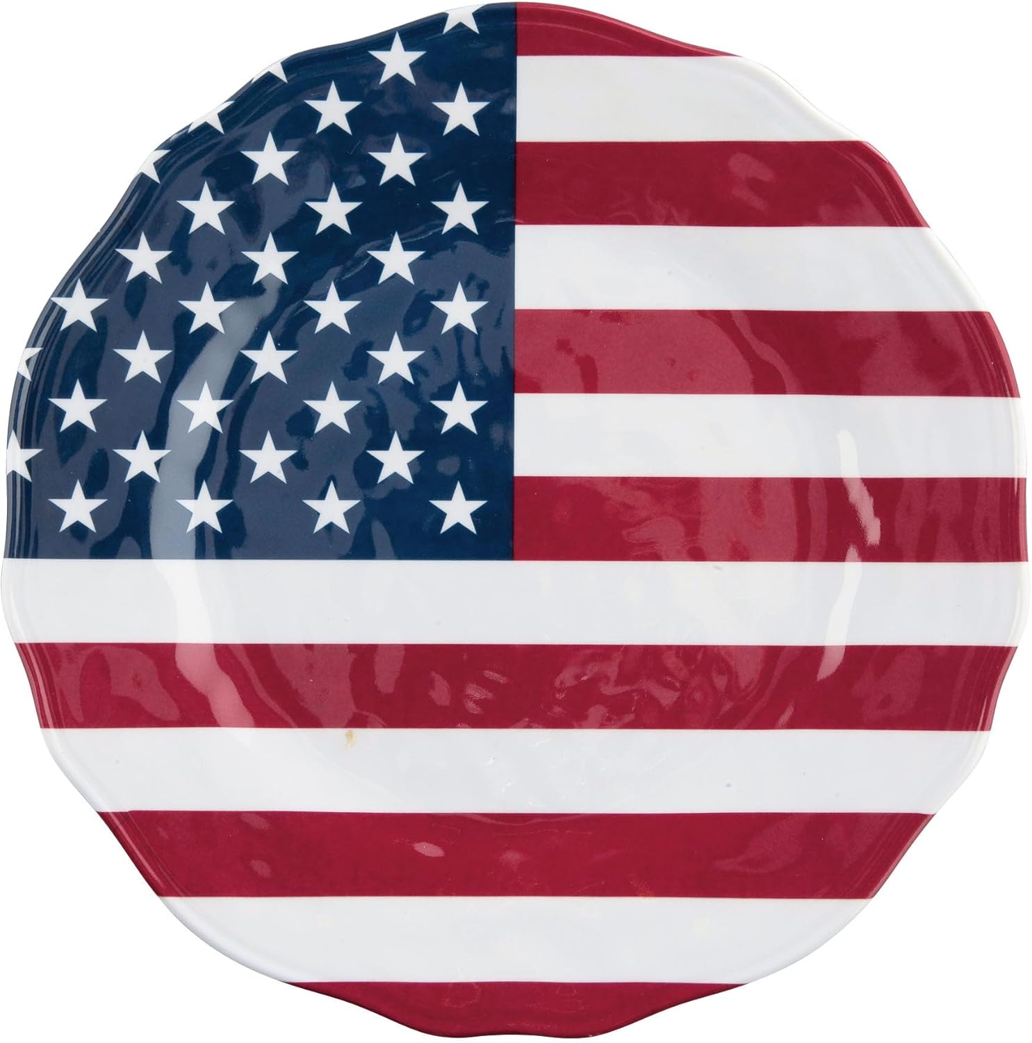 UPware American Flag Melamine Dinner Plate Set, Flower Shaped Plates for Main course, Pasta, and Salad, BPA-Free, Dishwasher Safe, Patriotic Colors, 11 Inch, Set of 6