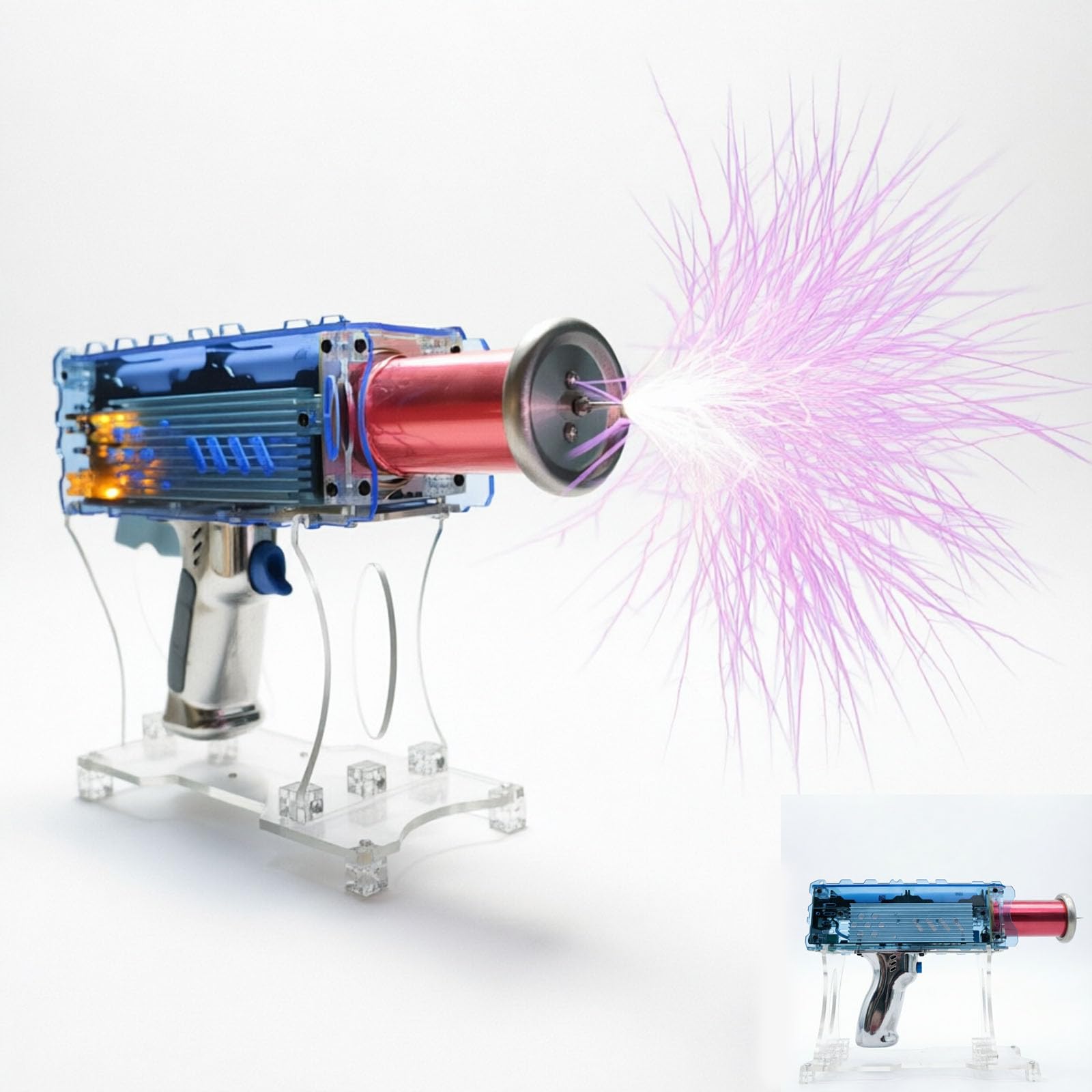 VILA SMO Tesla Coil Handheld Gun, Touchable Artificial Lightning Spark Gap Arc Generator, 2900mah Rechargeable Battery, 0cm Adjustable Lightning, Plasma Coil, For Science Physics Teaching Experiment