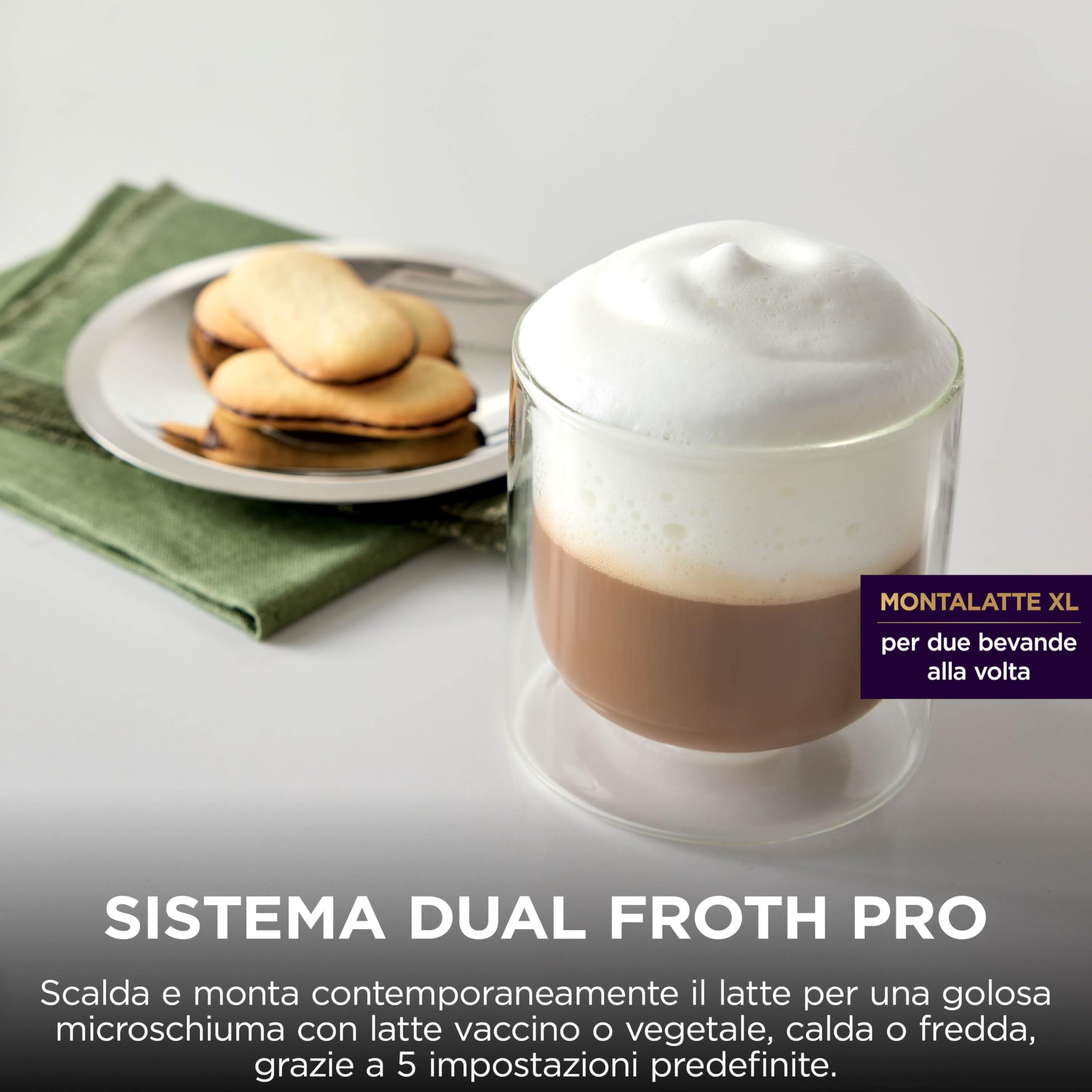 Ninja Luxe Pro Macchina Caffè, Macchina Latte, Cappuccino, Caffè Freddo, Espresso con Macinacaffè Integrato, Montalatte, Facile da usare, 5 Programmi Automatici Schiuma, ES771EUBK