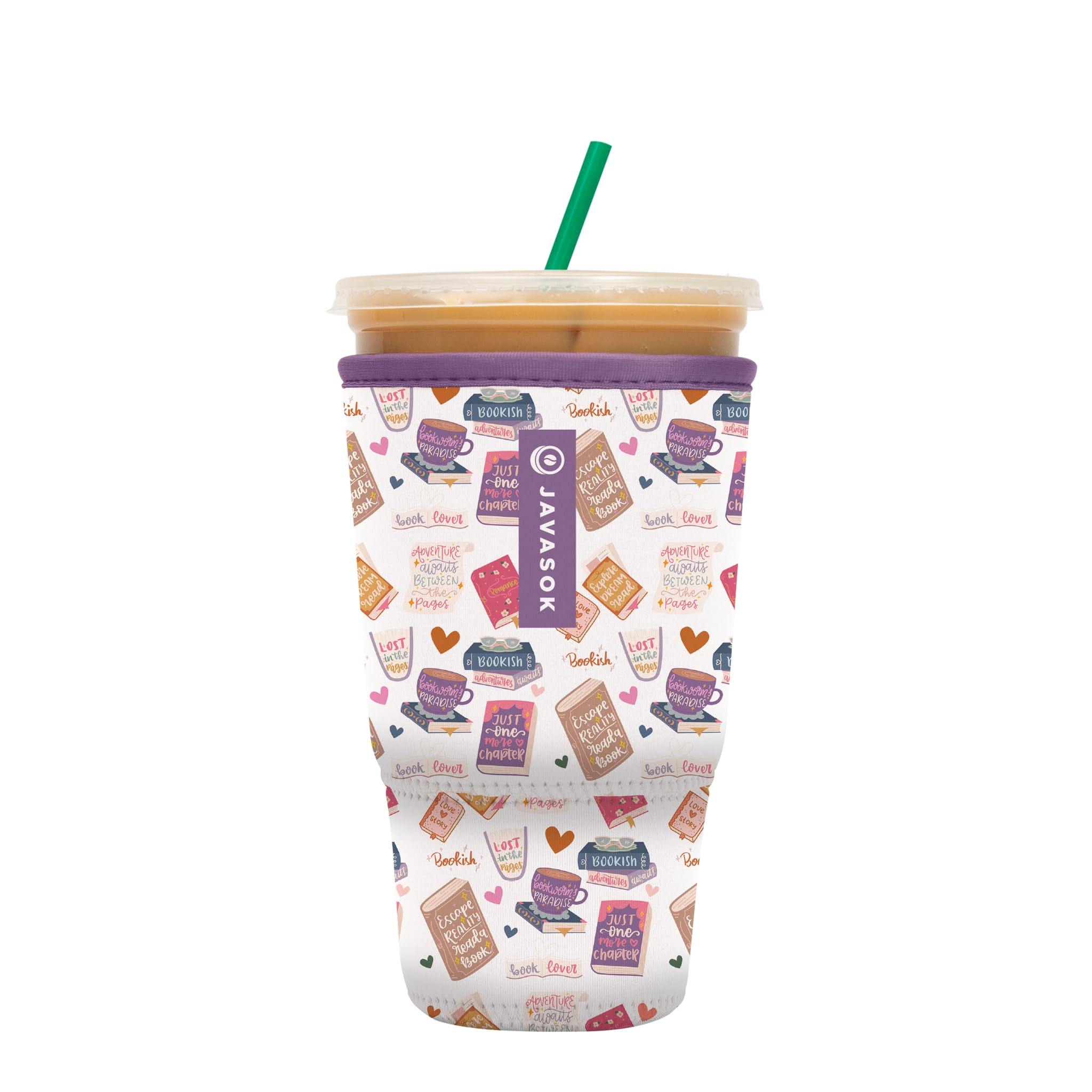 Sok It JavaSok Iced Coffee &amp; Cold Soda Insulated Neoprene Cup Sleeve (Just One More Chapter, XLarge: 38-42oz)