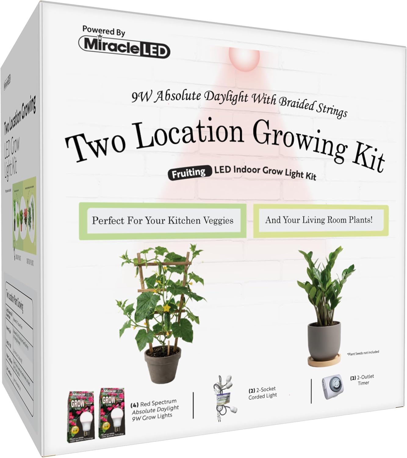Miracle LED Absolute Daylight Red Spectrum, Two Location Grow Light Kit (Braided 2-Socket)