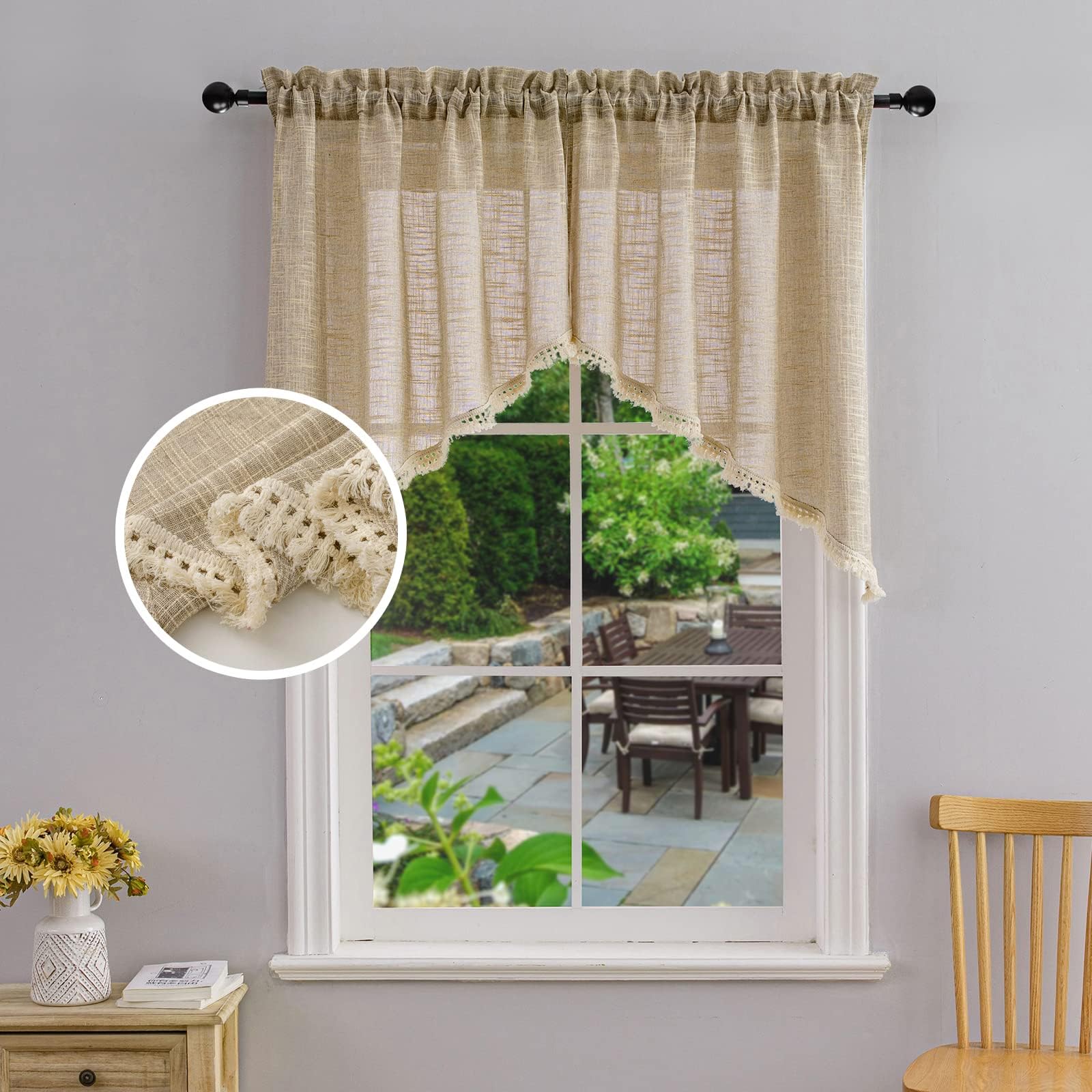 Lorraine Home Pannello Tenda In Pizzo Hopewell - Bianco, 147x96 Cm Con 2 Swags - 6